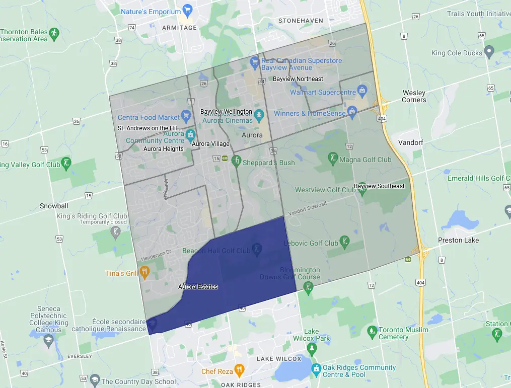 Map of Aurora Estates neighbourhood